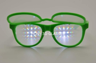 Populaire diffractie plastic regenboog 3d vuurwerk bril met 2 sets van lens